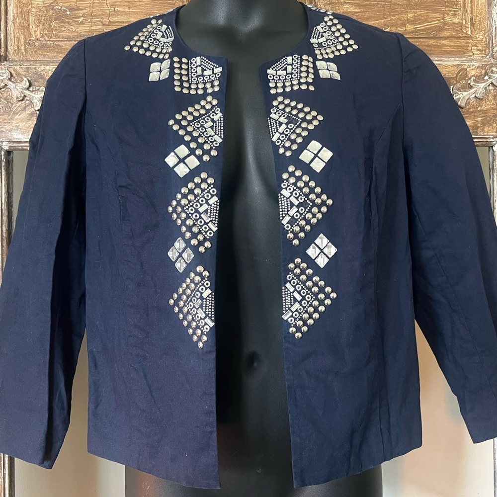 Chico’s Navy Embellished‎ Women's Jacket size 1 (14)